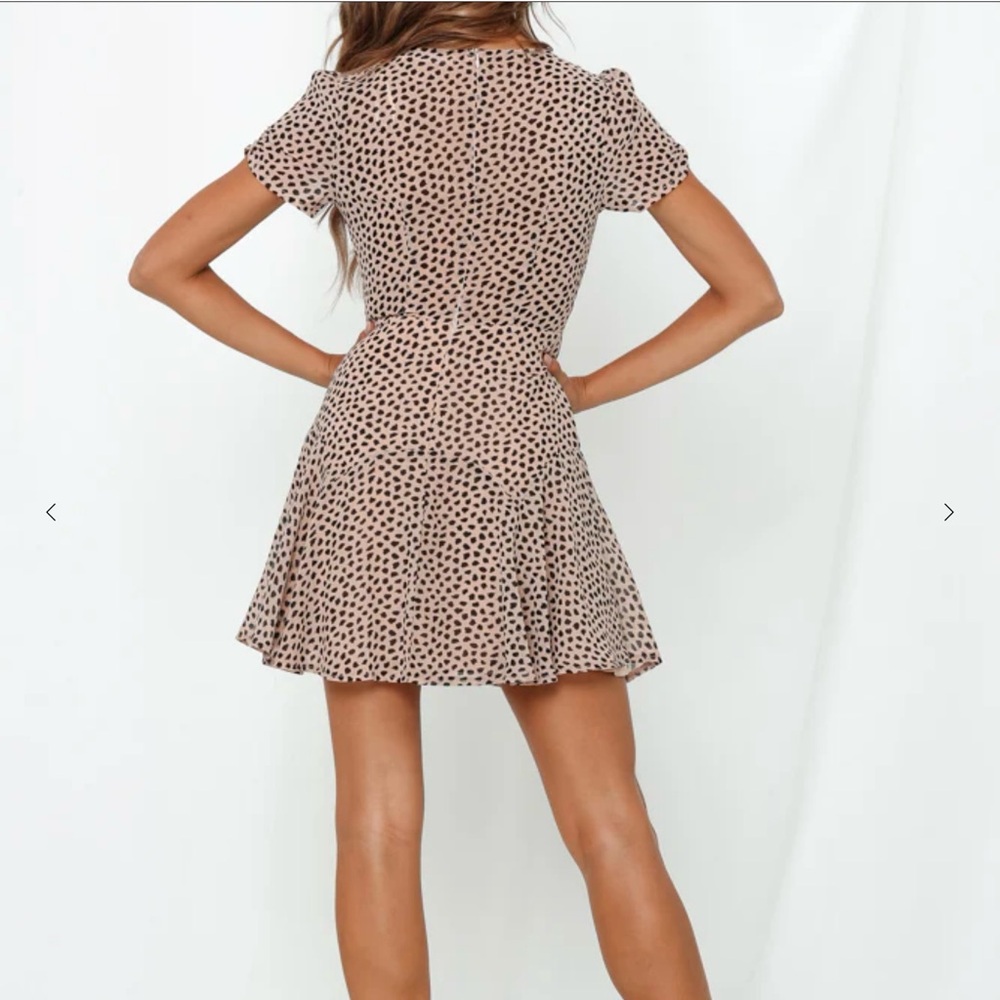 Chic Beige Polka Dot Mini Dress - Picture 14 of 14